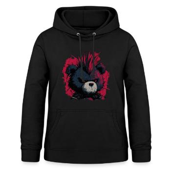 Ours en peluche punk mignon - Sweat à capuche Femme - noir - Devant - AI Model Female 172 light (172cm)