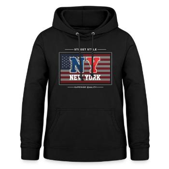 New York - Frauen Hoodie - Schwarz - Vorne - AI Model Female 172 light (172cm)
