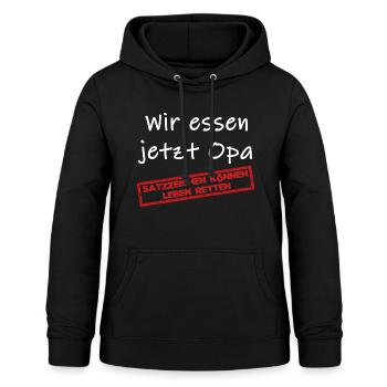 Wir essen jetzt Opa Satzzeichen - Frauen Hoodie - Schwarz - Vorne - AI Model Female 172 light (172cm)