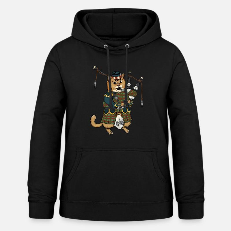 Chat écossais, musique de cornemuse - Sweat à capuche Femme - noir