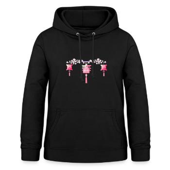 Japon Fleur lanterne Fleurs Fleurs de fleurs de cerises te - Sweat à capuche Femme - noir - Devant - AI Model Female 172 light (172cm)