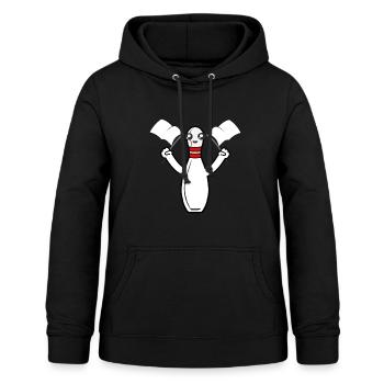 Bowling Pin Kegel mit Fahne - Frauen Hoodie - Schwarz - Vorne - AI Model Female 172 light (172cm)