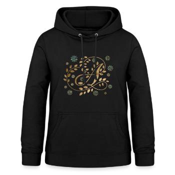 Monogramme de calligraphie dorée de luxe avec la lettre A - Sweat à capuche Femme - noir - Devant - AI Model Female 172 light (172cm)