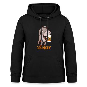 Drunkey witziger Esel mit Bier - Frauen Hoodie - Schwarz - Vorne - AI Model Female 172 light (172cm)