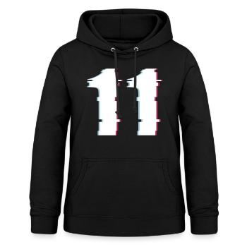 11 Eleven Eleven Number Effect Distorted Number - Women's Hoodie - black - Front - AI Model Female 172 light (172cm)