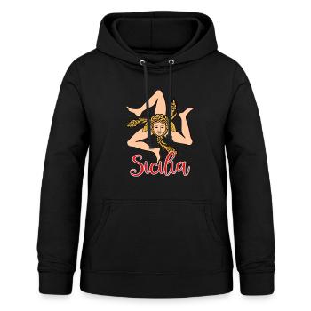 Sizilien Trinacria - Sizilianische Wurzeln - Frauen Hoodie - Schwarz - Vorne - AI Model Female 172 light (172cm)
