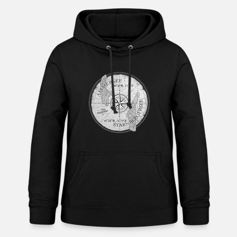 Bavarian Monkey Ammersee Starnbergersee map - Women's Hoodie - black