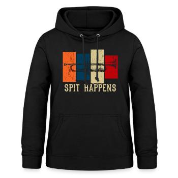 A Perfect Gift music "Spit Happens" Tshirt Design - Women's Hoodie - black - Front - AI Model Female 172 light (172cm)