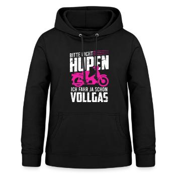 Mofa Moped Spruch bitte nicht hupen fahre Vollgas - Frauen Hoodie - Schwarz - Vorne - AI Model Female 172 light (172cm)