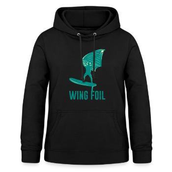 Wing Foil Wing Surf cadeau nautique foiler - Sweat à capuche Femme - noir - Devant - AI Model Female 172 light (172cm)