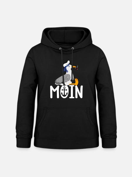 Moin Möwe Seemann - Frauen Hoodie - Schwarz