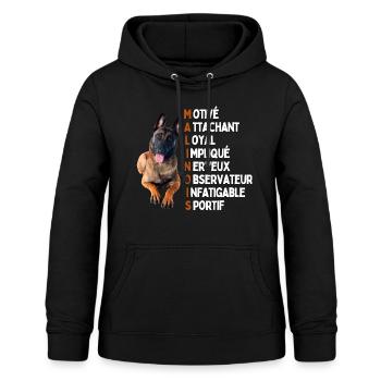 Malinois - idée cadeau - Sweat à capuche Femme - noir - Devant - AI Model Female 172 light (172cm)
