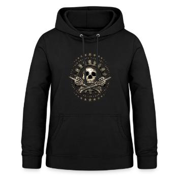 Skull With Middle Fingers - Frauen Hoodie - Schwarz - Vorne - AI Model Female 172 light (172cm)