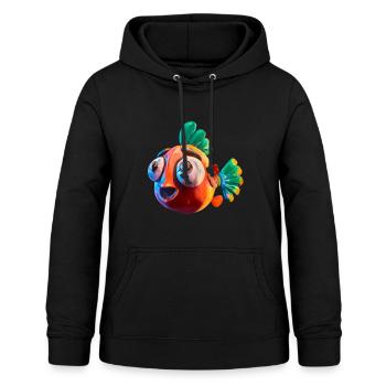 Poisson rouge choquant - Sweat à capuche Femme - noir - Devant - AI Model Female 172 light (172cm)