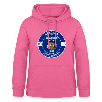 Kenosha Wisconsin Flagge USA Reise Souvenir Abzeichen - Frauen Hoodie - Pink - Vorne - AI Model Female 172 light (172cm)
