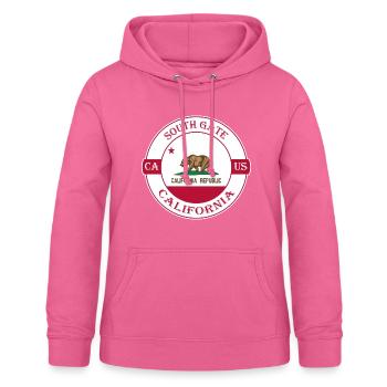 South Gate California Flag USA Souvenir Badge - Women's Hoodie - pink - Front - AI Model Female 172 light (172cm)