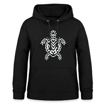 Une tortue marine en noir et blanc - Sweat à capuche Femme - noir - Devant - AI Model Female 172 light (172cm)