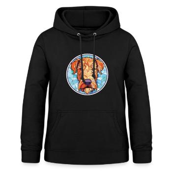 Irish Terrier Hunderasse Aquarell Illustration - Frauen Hoodie - Schwarz - Vorne - AI Model Female 172 light (172cm)