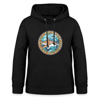 Hai buntes Aquarell Tier Haustier Illustration - Frauen Hoodie - Schwarz - Vorne - AI Model Female 172 light (172cm)