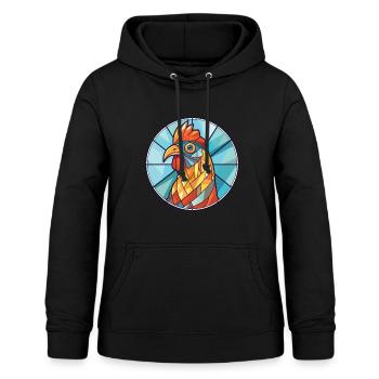 Chicken Colorful Watercolor Animal Illustration - Women's Hoodie - black - Front - AI Model Female 172 light (172cm)
