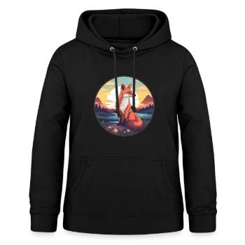 Gelehrter Fuchs Buntes Aquarell Cartoon Kawaii Haustier - Frauen Hoodie - Schwarz - Vorne - AI Model Female 172 light (172cm)