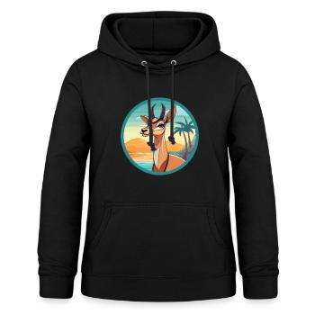 Impala Aquarell Karikatur Kawaii Clipart Tier - Frauen Hoodie - Schwarz - Vorne - AI Model Female 172 light (172cm)