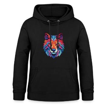 Wolf buntes Aquarell Tier Haustier Illustration - Frauen Hoodie - Schwarz - Vorne - AI Model Female 172 light (172cm)
