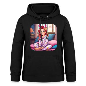 Niedliches Girl im Schlafanzug mit Katzenohren - Frauen Hoodie - Schwarz - Vorne - AI Model Female 172 light (172cm)