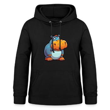 Nilpferd Niedliche Karikatur Kawaii Aquarell Tier Haustier - Frauen Hoodie - Schwarz - Vorne - AI Model Female 172 light (172cm)