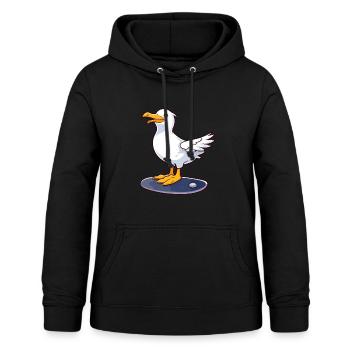Lustige Möwe Kawaii Cartoon spielt Skateboard - Frauen Hoodie - Schwarz - Vorne - AI Model Female 172 light (172cm)