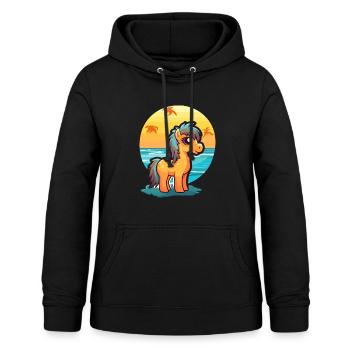 Ponny drôle de dessin animé kawaii plage illustration - Sweat à capuche Femme - noir - Devant - AI Model Female 172 light (172cm)