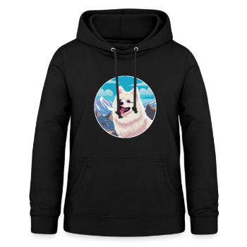 Japanischer Spitz Hunderasse Cartoon Kawaii Aquarell - Frauen Hoodie - Schwarz - Vorne - AI Model Female 172 light (172cm)