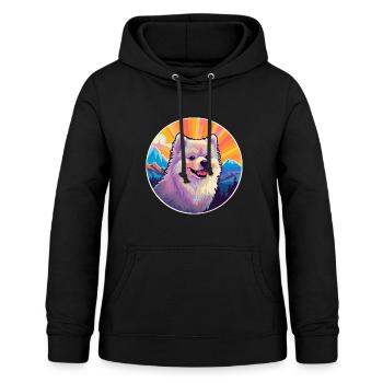 Spitz allemand chien race dessin animé Kawaii aquarelle - Sweat à capuche Femme - noir - Devant - AI Model Female 172 light (172cm)