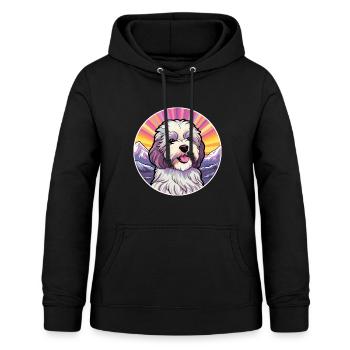 Bichon havanais race Cartoon Kawaii aquarelle - Sweat à capuche Femme - noir - Devant - AI Model Female 172 light (172cm)