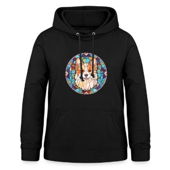Spitz nordique chien race vitrail coloré Wate - Sweat à capuche Femme - noir - Devant - AI Model Female 172 light (172cm)