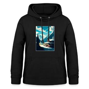 Klosters Serneus Schweiz Vintage Reiseposter - Frauen Hoodie - Schwarz - Vorne - AI Model Female 172 light (172cm)