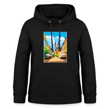 Magdeburg Dekoration Deutschland Vintage Reiseposter - Frauen Hoodie - Schwarz - Vorne - AI Model Female 172 light (172cm)