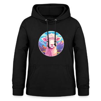 Schaf Aquarell Karikatur Kawaii Haustier Tier Farbefu - Frauen Hoodie - Schwarz - Vorne - AI Model Female 172 light (172cm)