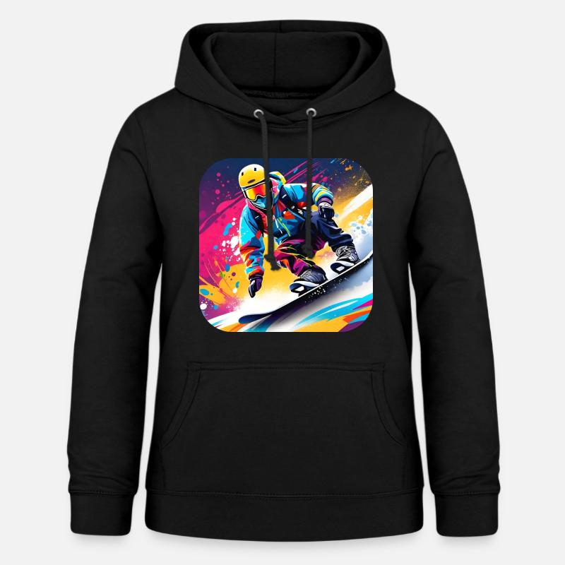 Snowboarder cool dans un style graffiti coloré - Sweat à capuche Femme - noir