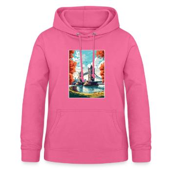 Tower Bridge England Vintage Reiseposter WPA Kunst - Frauen Hoodie - Pink - Vorne - AI Model Female 172 light (172cm)