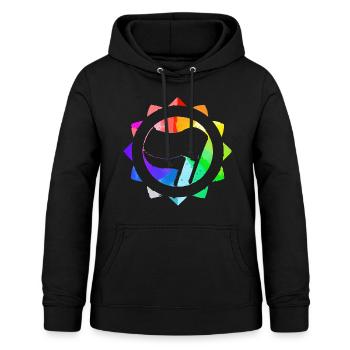 RAINBOW COLORFUL ANTI-FASCIST - Women's Hoodie - black - Front - AI Model Female 172 light (172cm)
