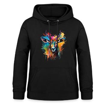 Buntes Impala Farbkleckse Farbspritzer - Frauen Hoodie - Schwarz - Vorne - AI Model Female 172 light (172cm)