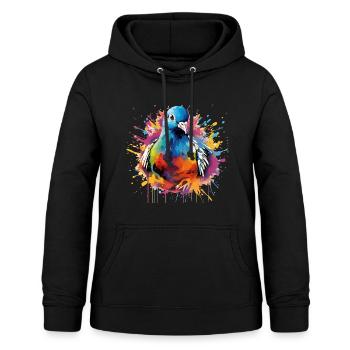 Bunte Taube Farbkleckse Farbspritzer - Frauen Hoodie - Schwarz - Vorne - AI Model Female 172 light (172cm)