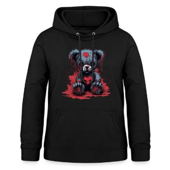 Ours en peluche mignon et effrayant - Sweat à capuche Femme - noir - Devant - AI Model Female 172 light (172cm)