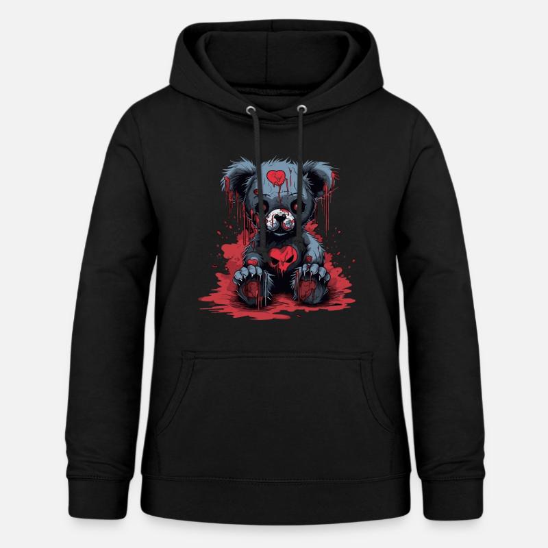Ours en peluche mignon et effrayant - Sweat à capuche Femme - noir