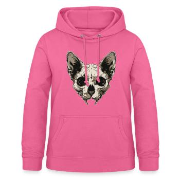 Crâne de chat zombie - Sweat à capuche Femme - rose - Devant - AI Model Female 172 light (172cm)