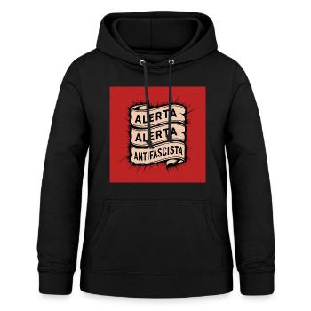 Alerta Antifaschist - Frauen Hoodie - Schwarz - Vorne - AI Model Female 172 light (172cm)