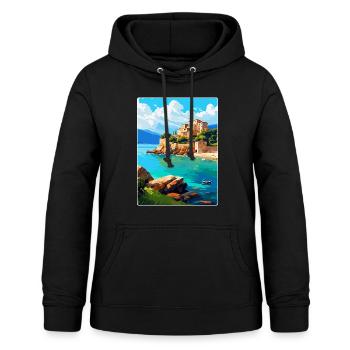 Corse France Affiche de voyage vintage Souvenir WPA - Sweat à capuche Femme - noir - Devant - AI Model Female 172 light (172cm)