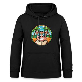 Schwein lustige Cartoon Sommer Strand Sonnenbrille Aufkleber - Frauen Hoodie - Schwarz - Vorne - AI Model Female 172 light (172cm)