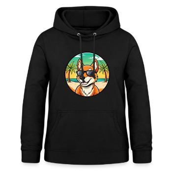 Dingo Hund Rasse Cartoon Sonnenbrille Strand - Frauen Hoodie - Schwarz - Vorne - AI Model Female 172 light (172cm)